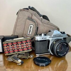 SOLD: Pentax K1000 35mm SLR Film Camera + 50mm Lens Kit Tested Working Japan